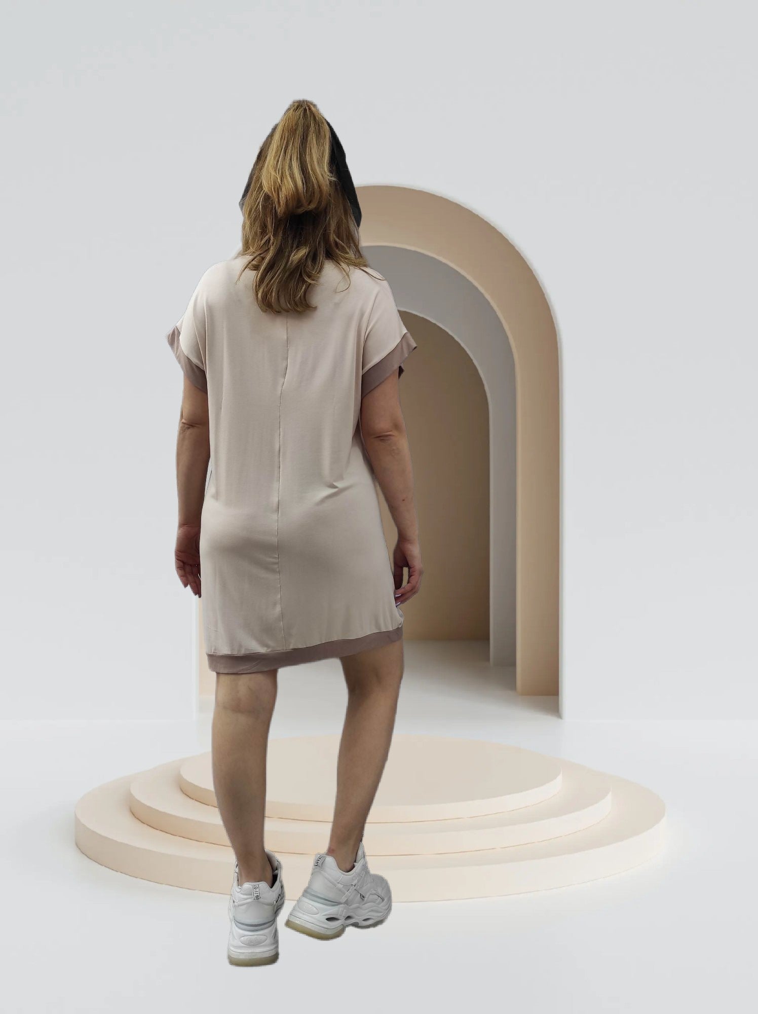 Μπεζ δίχρωμο νυχτικό - Nadia Lingerie