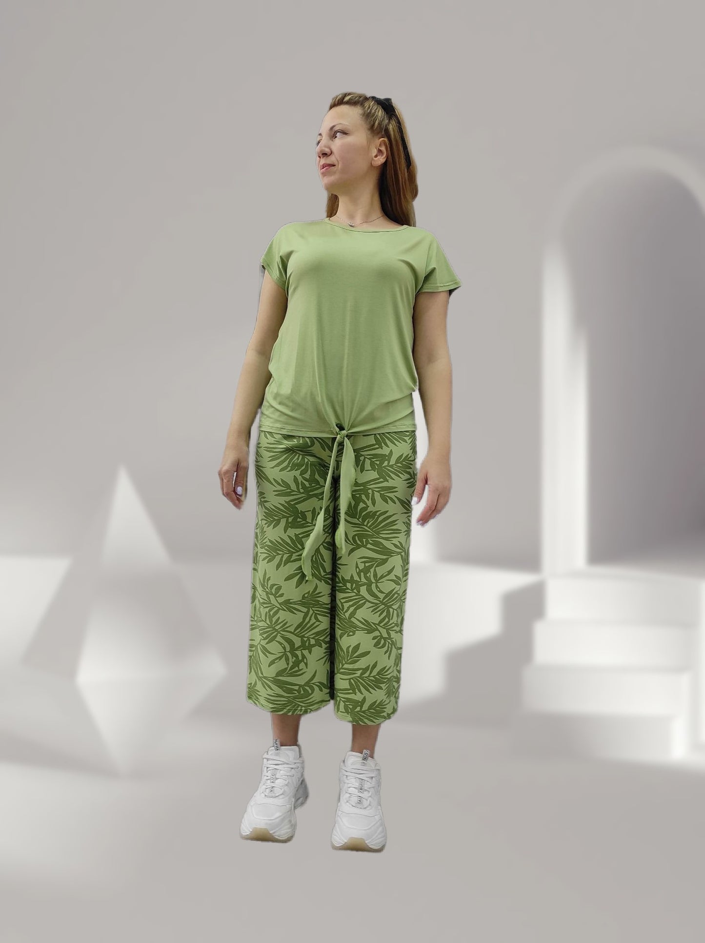 Πυτζάμες κάπρι με φύλλα - Nadia Lingerie