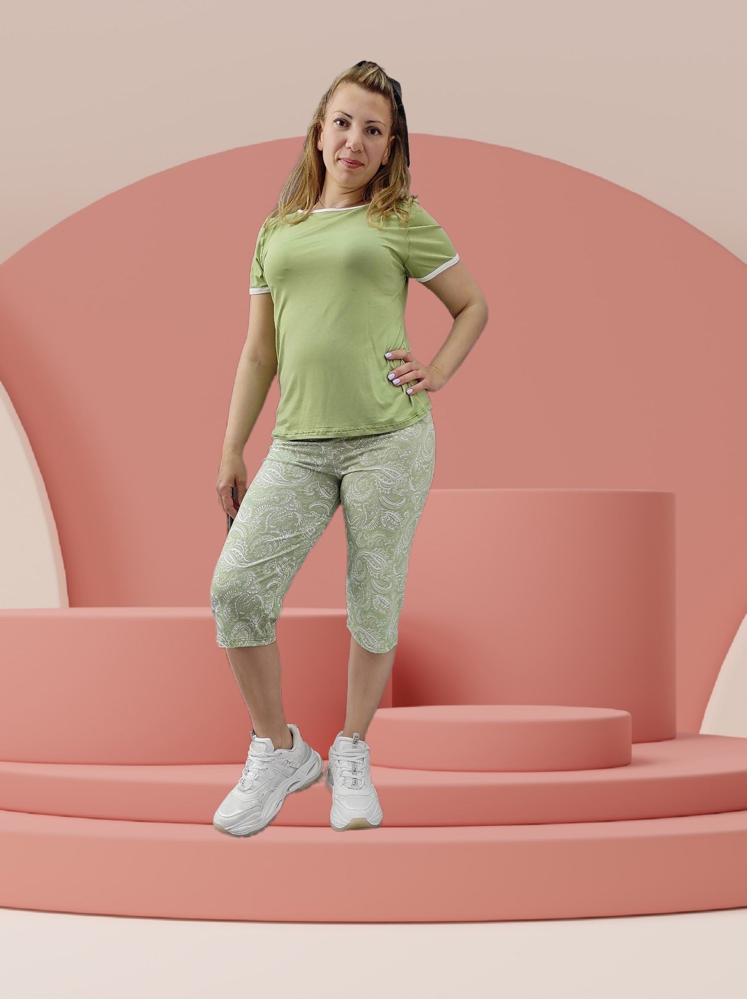 Πυτζάμες κάπρι με λαχούρια - Nadia Lingerie