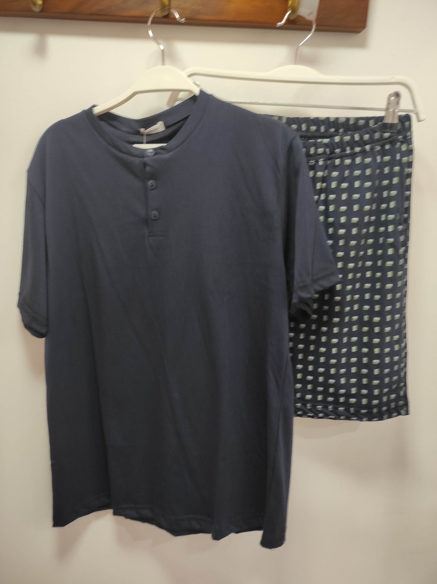 Ανδρικές πιτζάμες με πατιλέτα και καρό σορτς - Nadia Lingerie