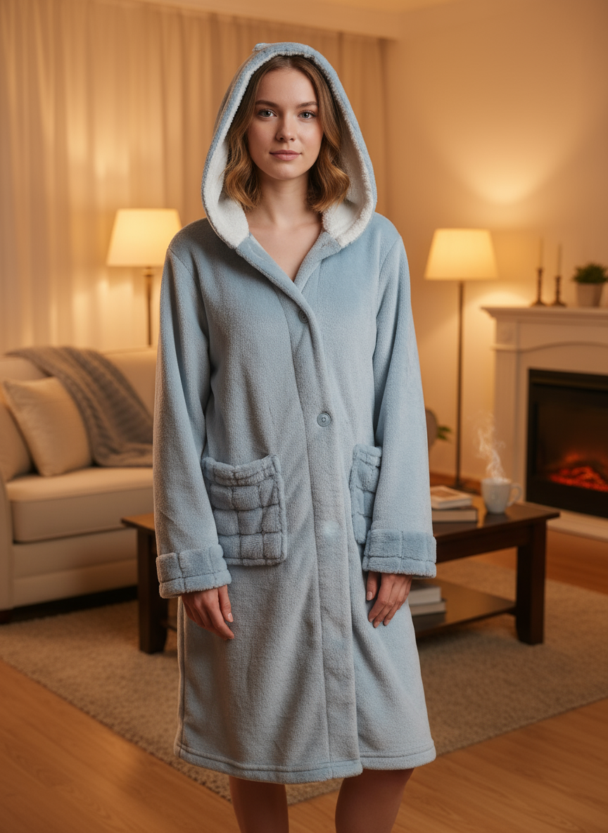 Βελούδινη ρόμπα με κουκούλα - Nadia Lingerie