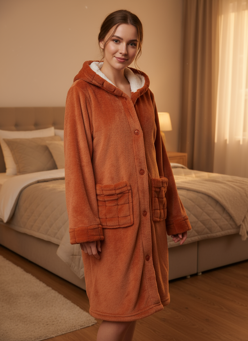 Βελούδινη ρόμπα με κουκούλα - Nadia Lingerie