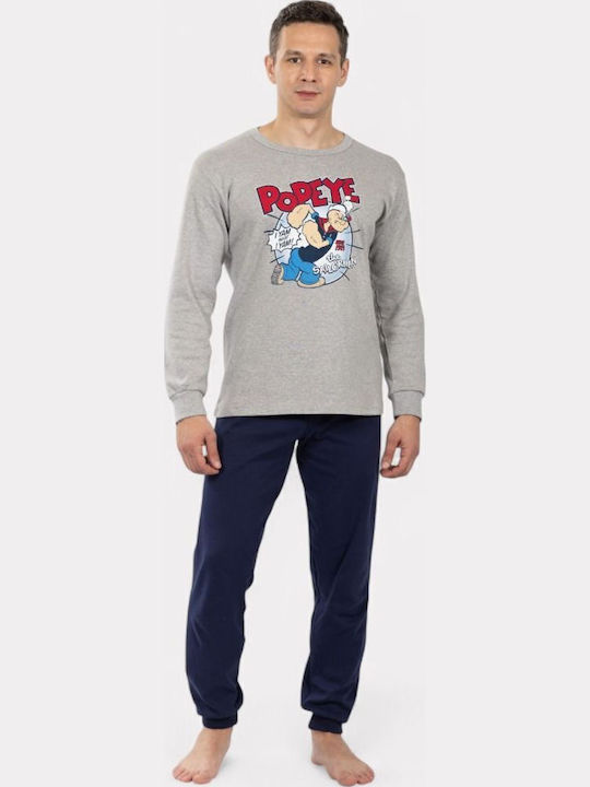 Nina Club Χειμερινή Ανδρική Πιτζάμα Γκρι - Nadia Lingerie