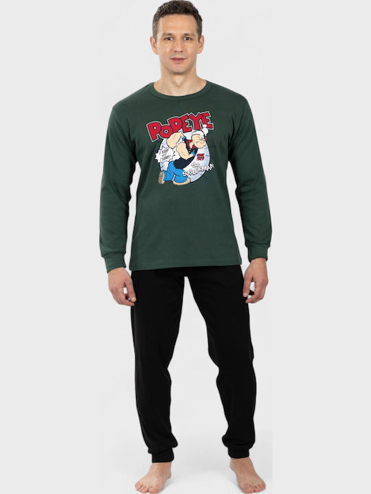 Πιτζάμες Πιτζάμα Ανδρική Nina Club Popeye Πράσινο Μαύρο 100% Βαμβάκι - Nadia Lingerie