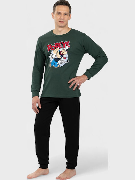 Πιτζάμες Πιτζάμα Ανδρική Nina Club Popeye Πράσινο Μαύρο 100% Βαμβάκι - Nadia Lingerie