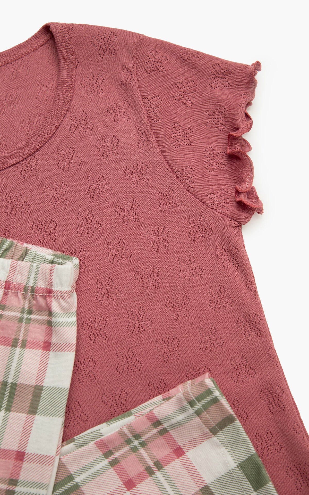 Καρό Pointelle Κάπρι Παιδική Πυτζάμα με Ζαπονέ Μανίκι - Nadia Lingerie