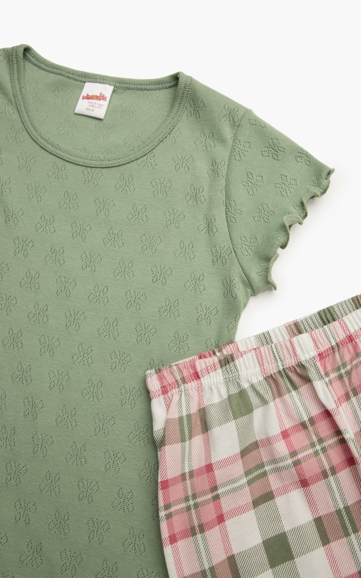 Καρό Pointelle Κάπρι Παιδική Πυτζάμα με Ζαπονέ Μανίκι - Nadia Lingerie