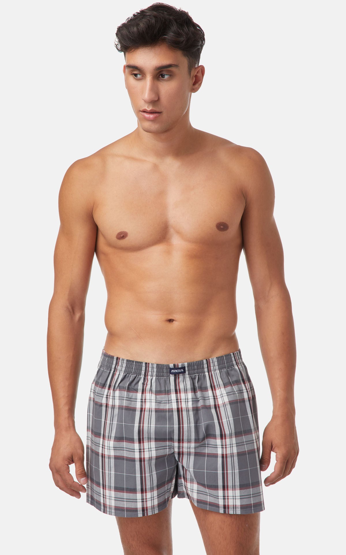 Popline Φαρδύ Ανδρικό Βαμβακερό Boxer Καρώ με άνοιγμα 2 τμχ  100% COTTON - Nadia Lingerie