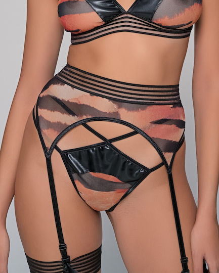 String Δερματίνη Animal Print Τούλι - Nadia Lingerie