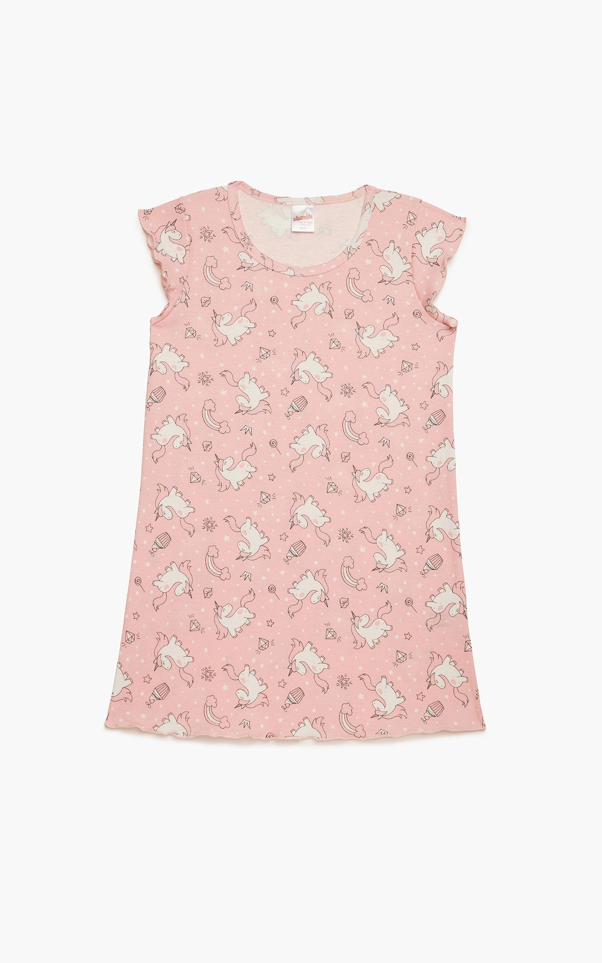 Unicorn Rib Κοντομάνικη Παιδική Νυχτικιά - Nadia Lingerie