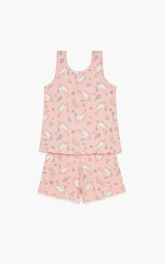 Unicorn Rib Αμάνικη Παιδική Πυτζάμα - Nadia Lingerie