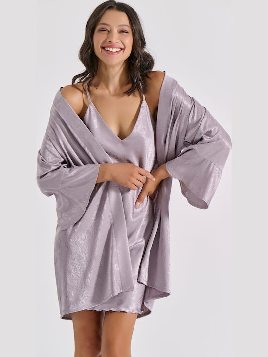 Σατέν ρόμπα ανάγλυφη