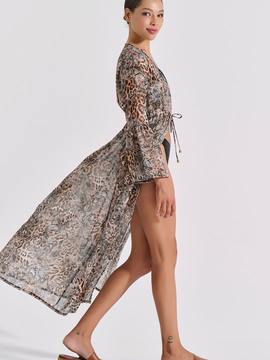 Snake print μακρύ καφτανι Milena